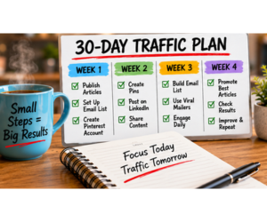 30-day website traffic plan for new bloggers and affiliate marketers