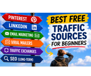 Best free traffic sources for beginners including Pinterest LinkedIn and SEO