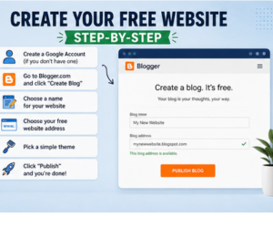 Step by step process for creating a free website