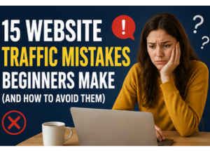 Beginner struggling with website traffic mistakes while looking at website analytics